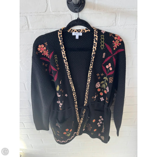 Sweater Cardigan Designer By Johnny Was In Black, Size: L
