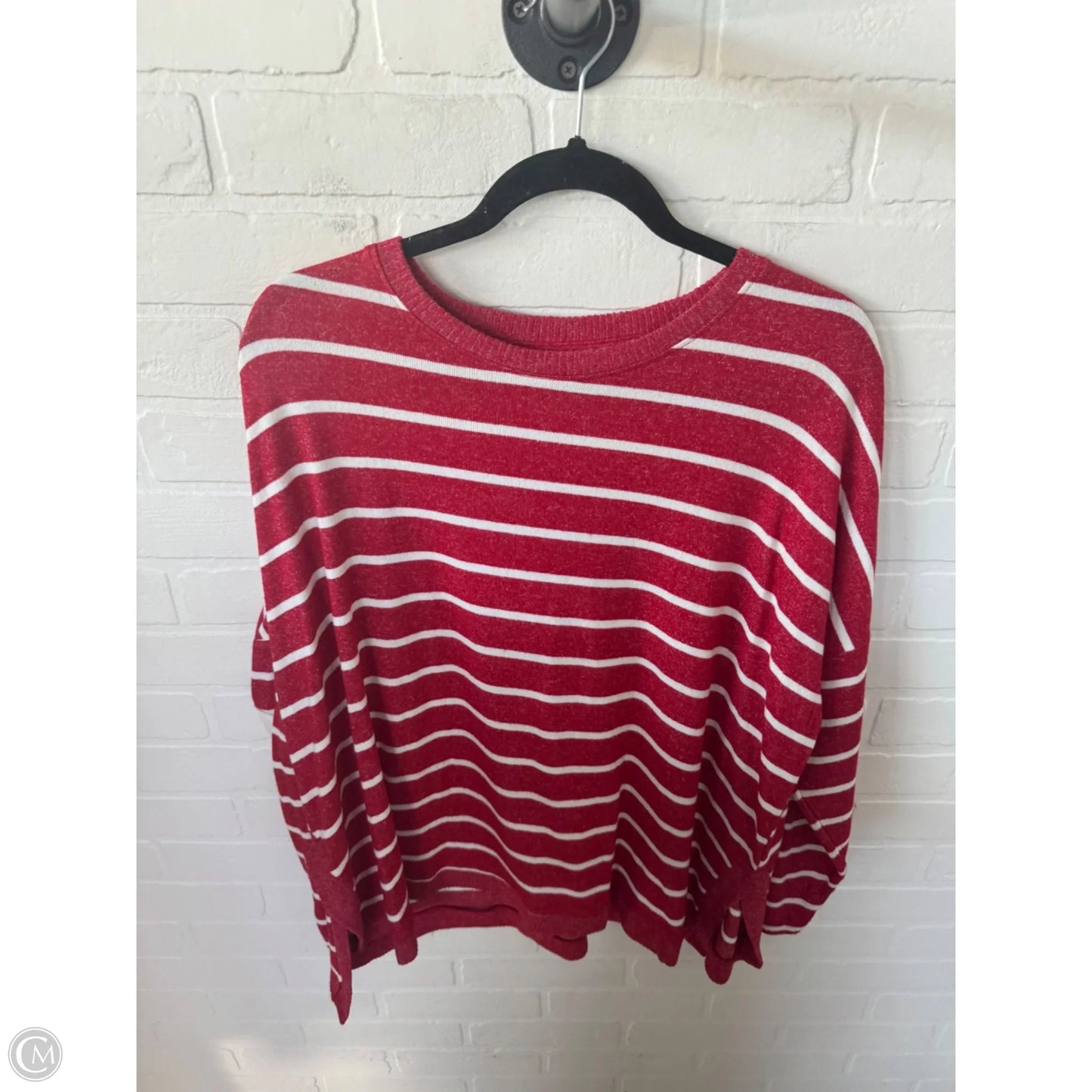 Top Long Sleeve By Maurices In Red & White, Size: Xl