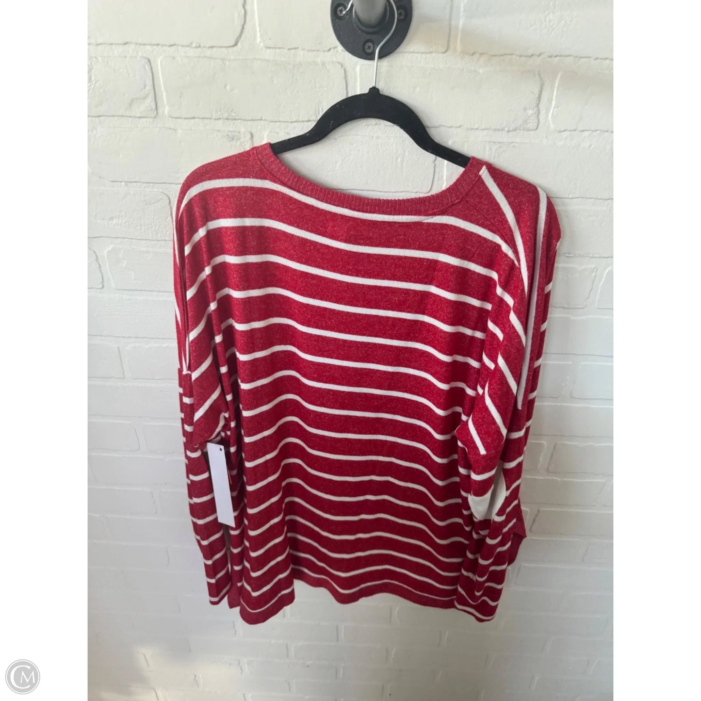 Top Long Sleeve By Maurices In Red & White, Size: Xl