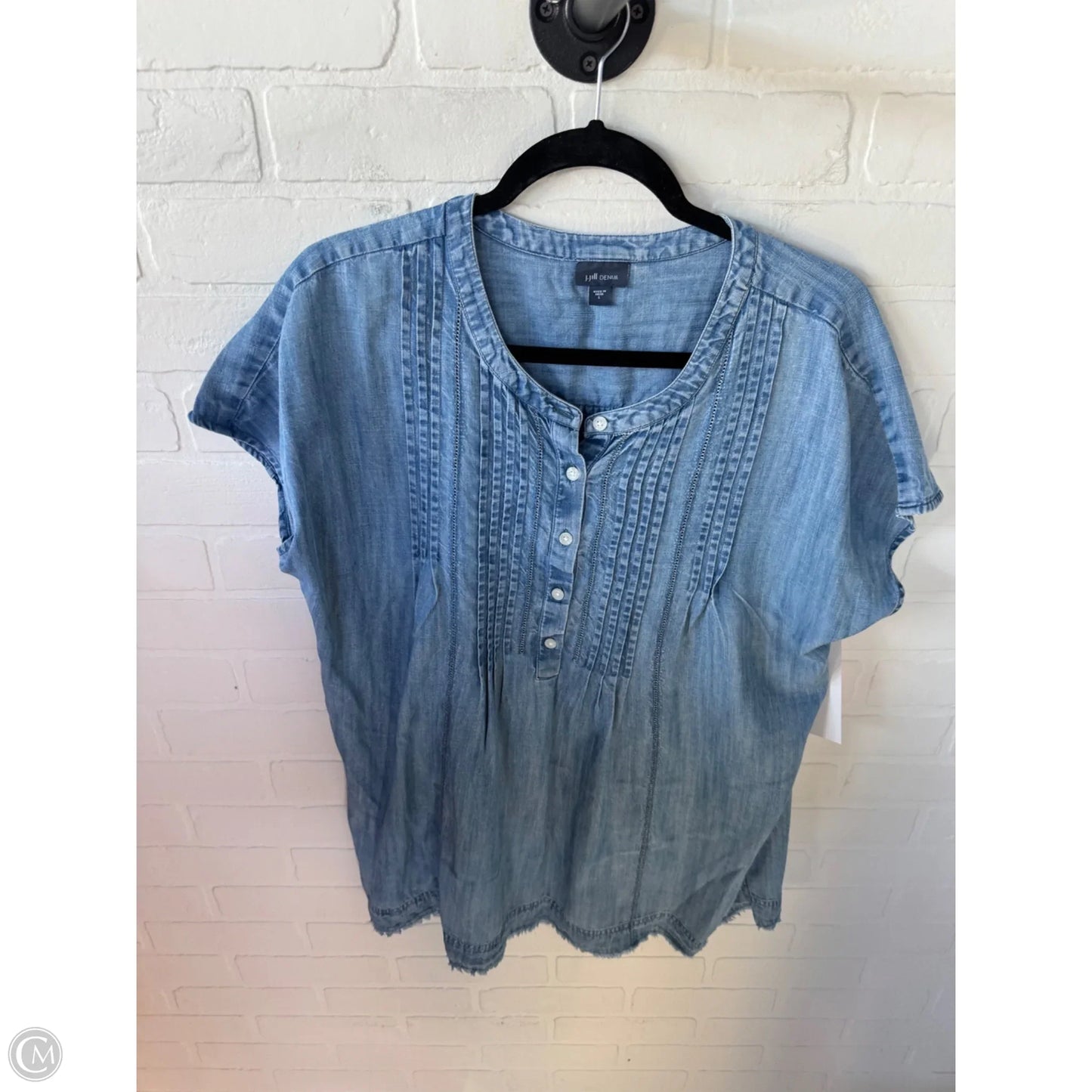 Top Short Sleeve By J. Jill In Blue Denim, Size: L