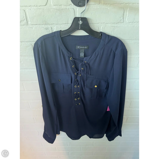 Top Long Sleeve By Inc In Blue, Size: L