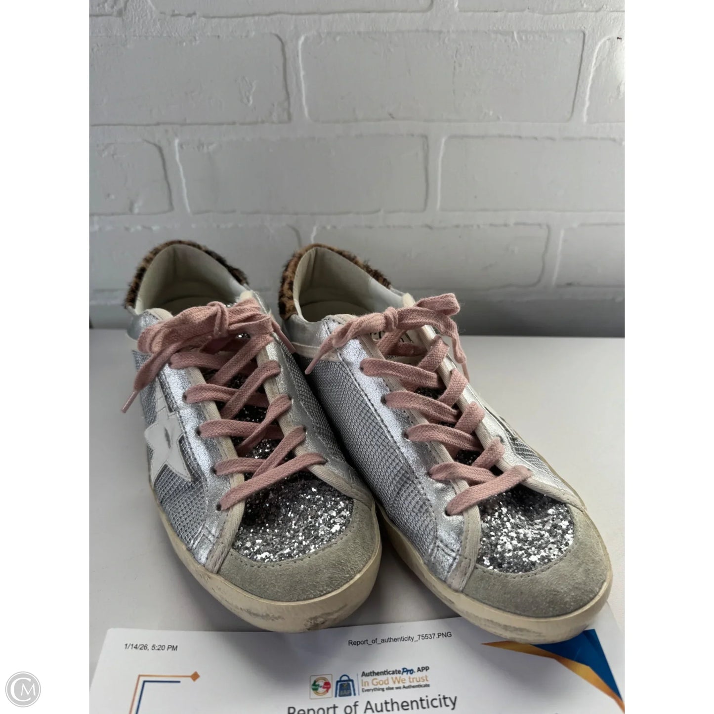 Shoes Luxury Designer By Golden Goose In Silver, Size: 7.5
