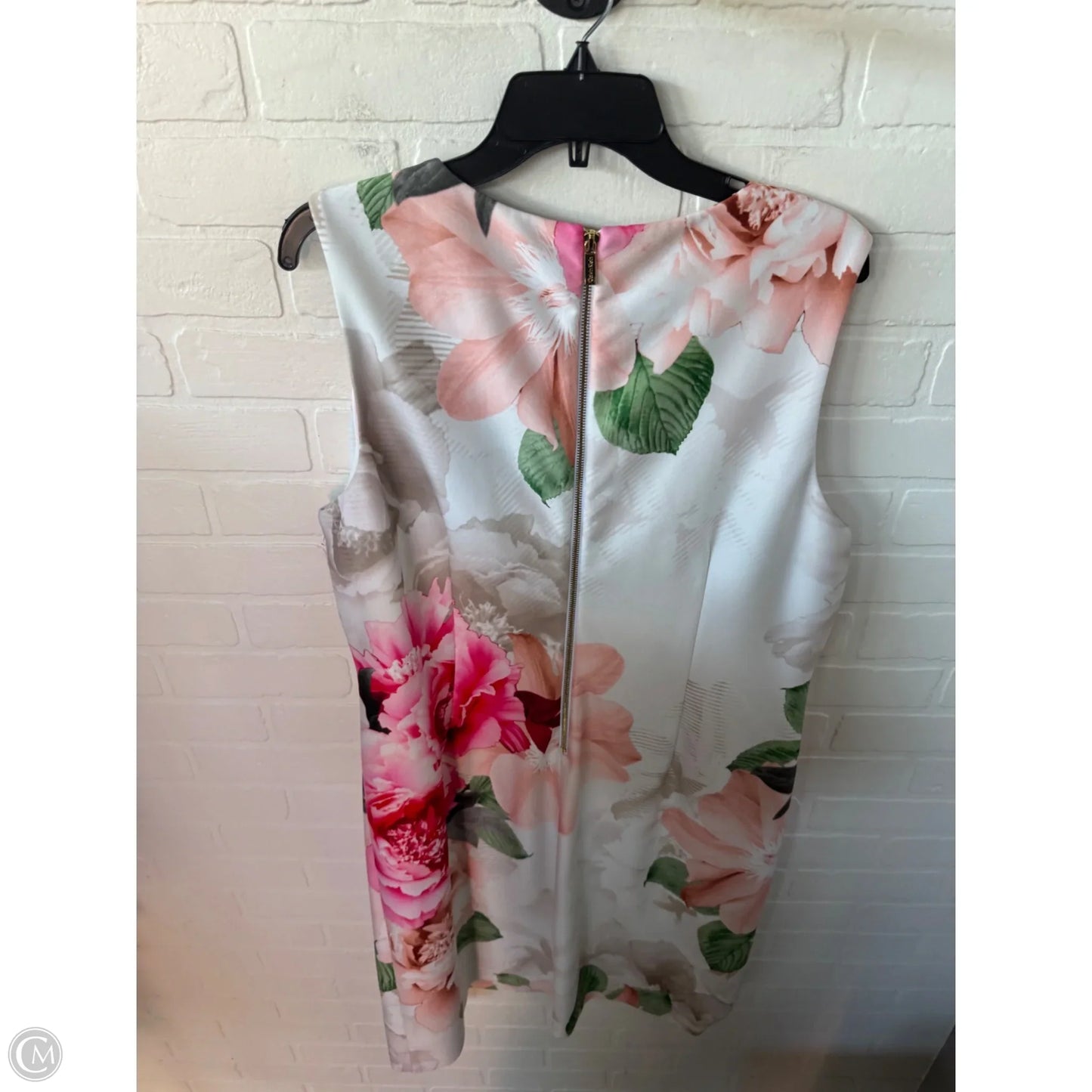 Dress Work By Calvin Klein In Cream & Pink, Size: 1x