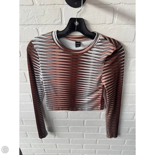 Top Long Sleeve By Shein In Brown & White, Size: S