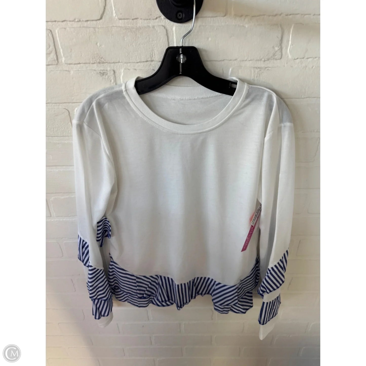 Top Long Sleeve By Cme In Blue & White, Size: L