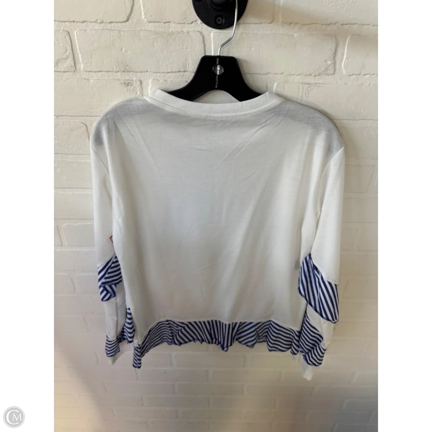 Top Long Sleeve By Cme In Blue & White, Size: L