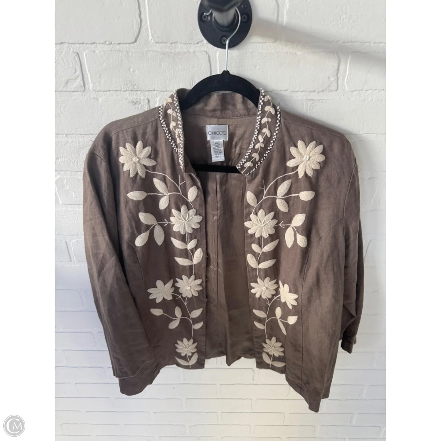 Jacket Other By Chicos In Brown & Cream, Size: Xl