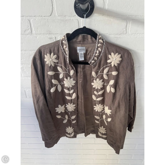Jacket Other By Chicos In Brown & Cream, Size: Xl