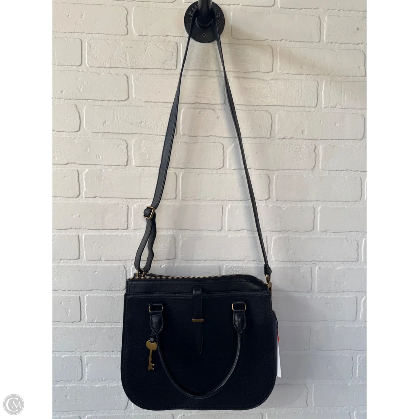 Handbag Leather By Fossil, Size: Medium