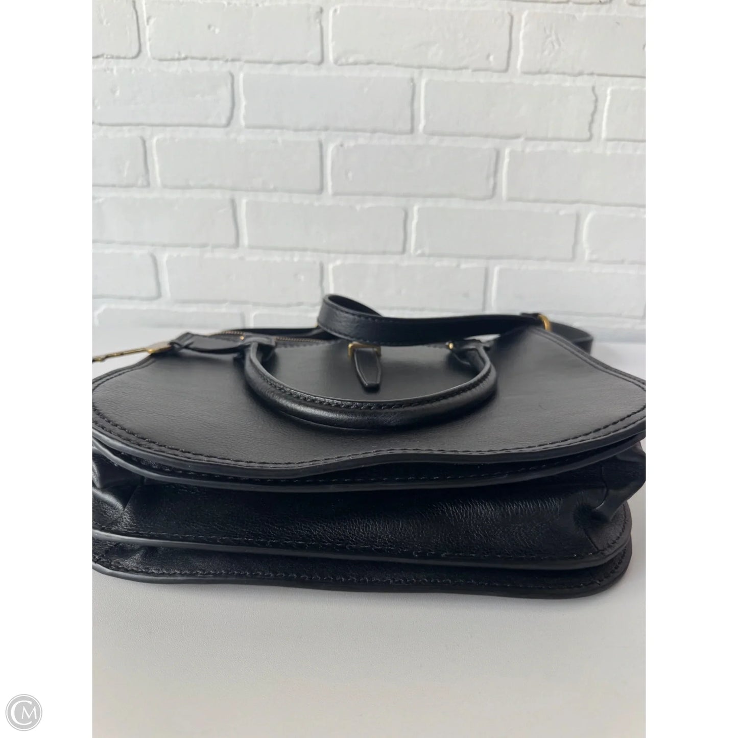 Handbag Leather By Fossil, Size: Medium