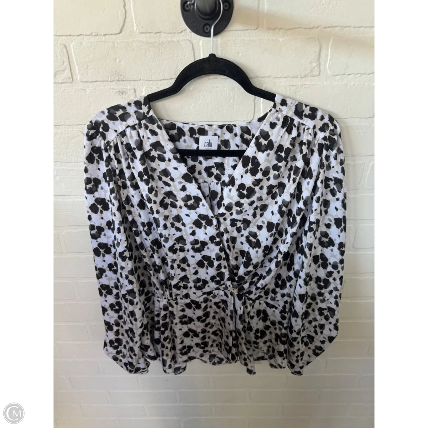 Top Long Sleeve By Cabi In Black & White, Size: M