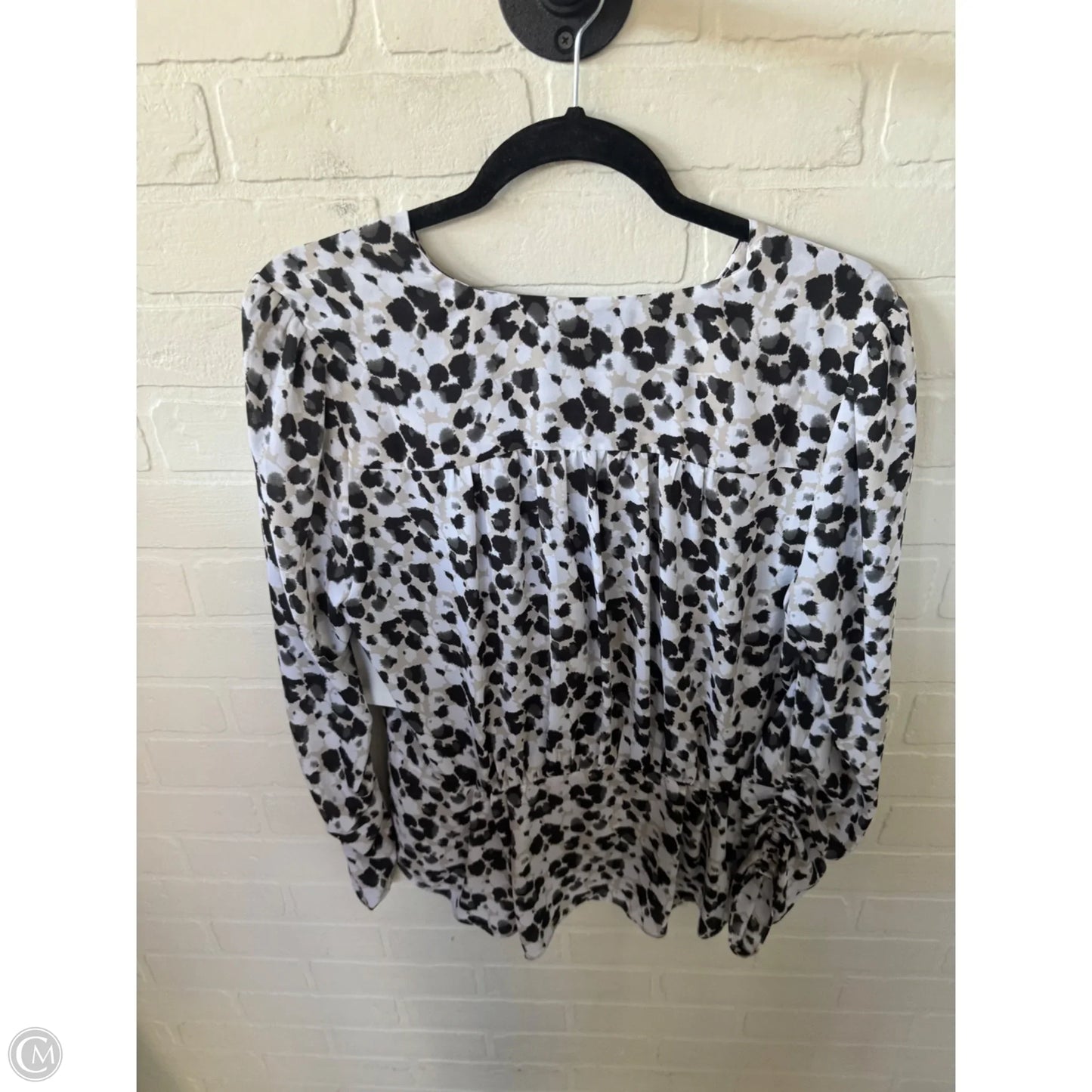 Top Long Sleeve By Cabi In Black & White, Size: M