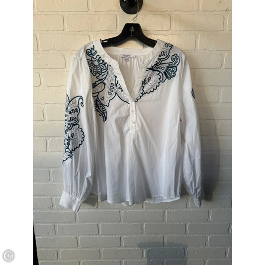 Top Long Sleeve By Chicos In Blue & White, Size: M