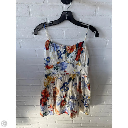 Dress Casual Short By Express In Cream & Orange, Size: M