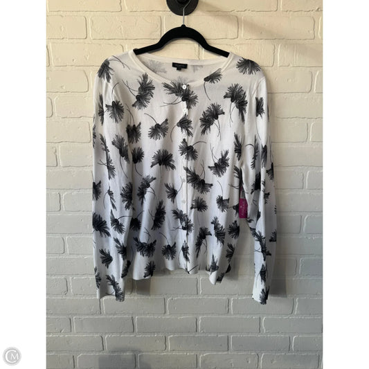 Sweater Cardigan By Talbots In Black & White, Size: Xl