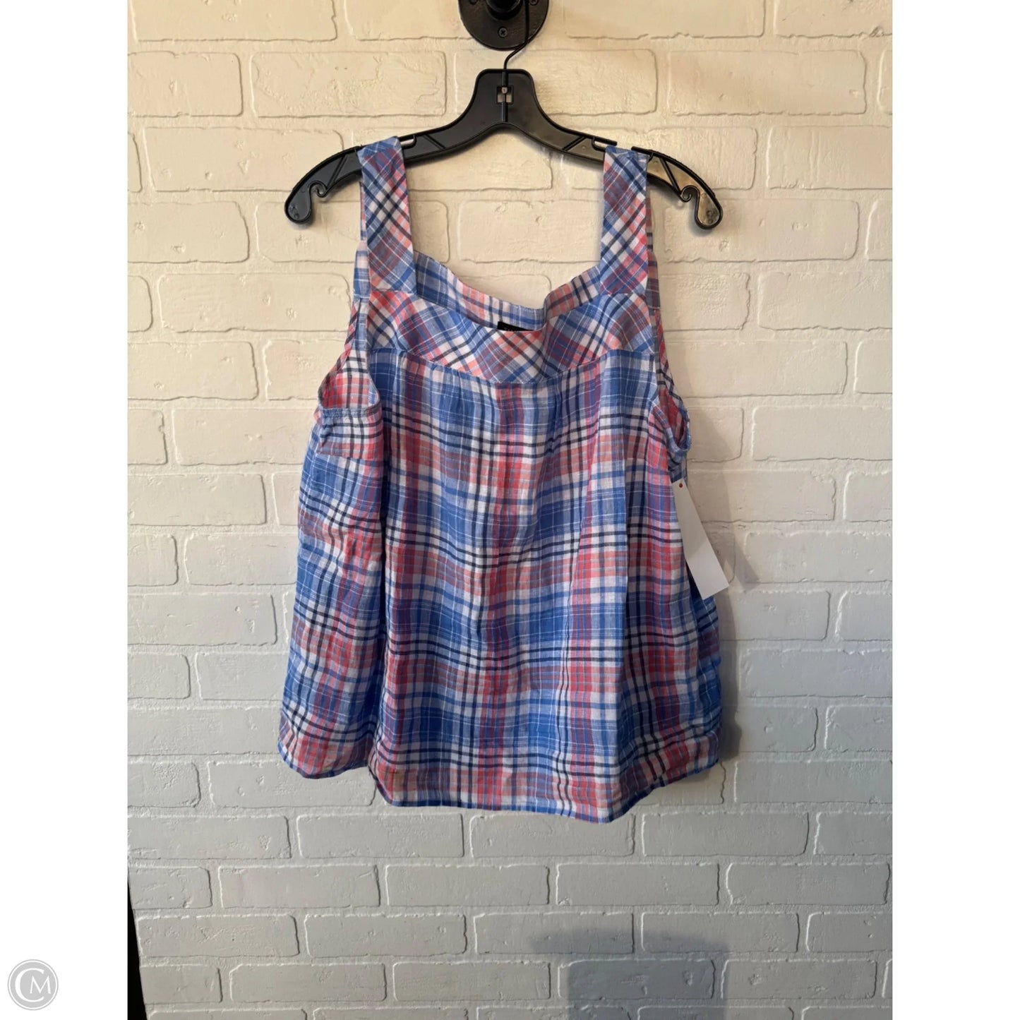 Top Sleeveless By Talbots In Blue & White, Size: Xl