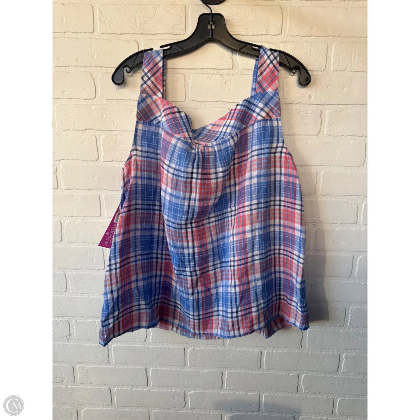 Top Sleeveless By Talbots In Blue & White, Size: Xl