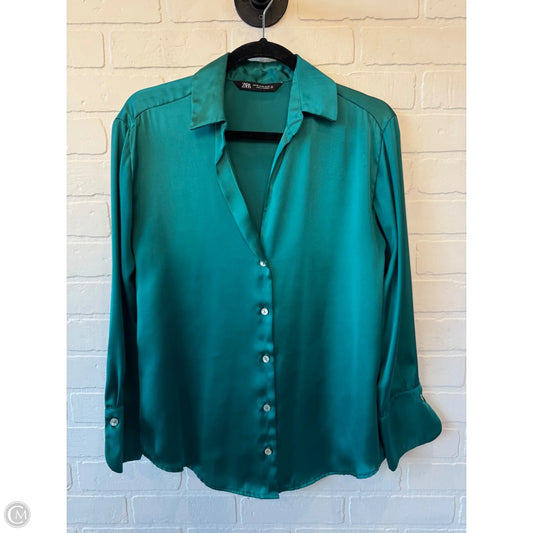 Top Long Sleeve By Zara In Teal, Size: Xs