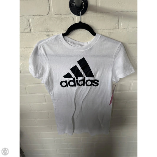 Athletic Top Short Sleeve By Adidas In Black & White, Size: S