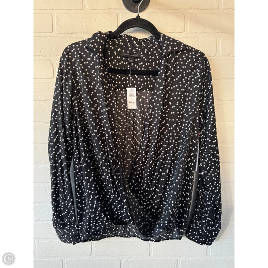Top Long Sleeve By Banana Republic In Black & White, Size: S
