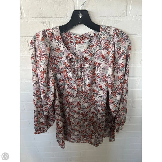 Top Long Sleeve By Loft In Orange & Purple, Size: S