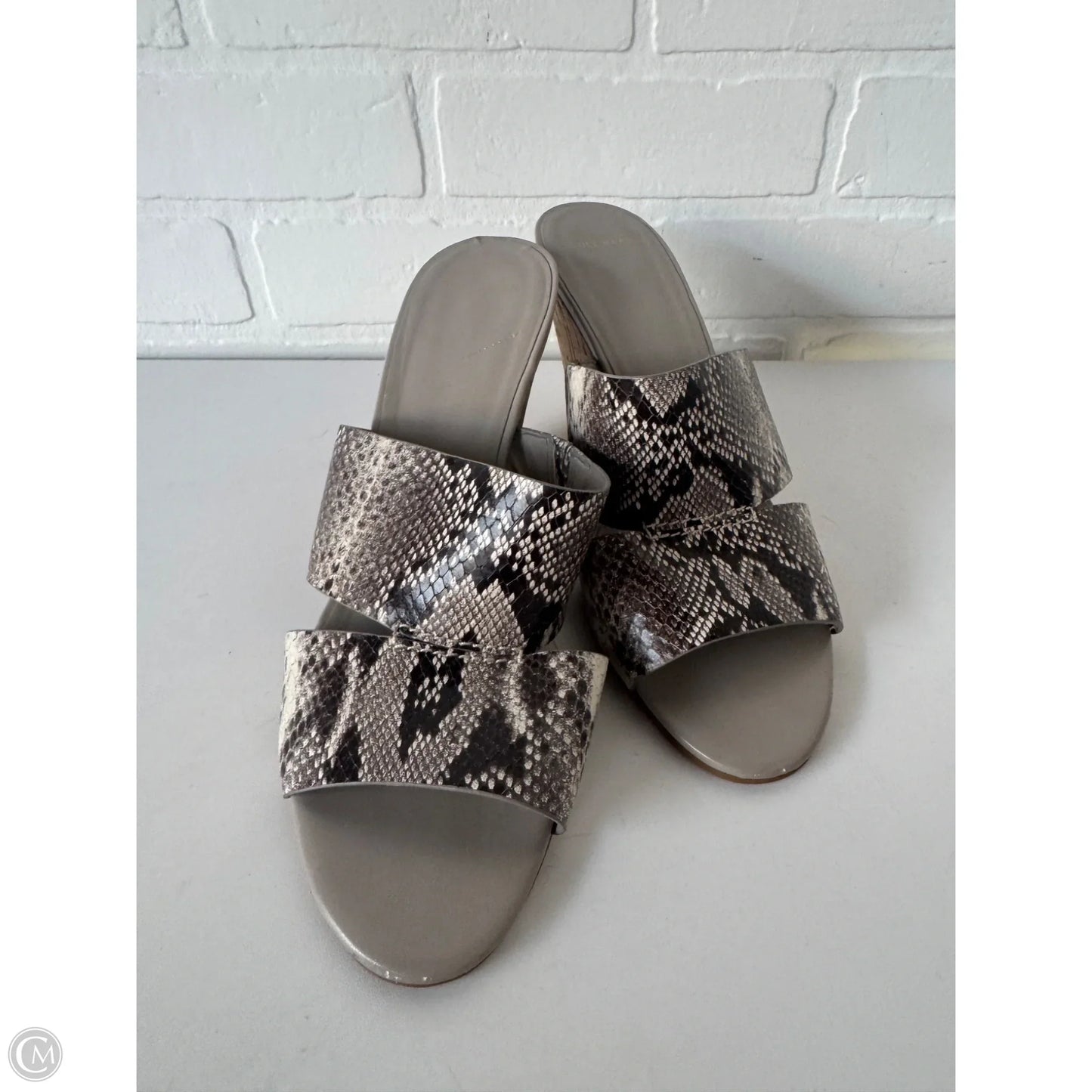Sandals Heels Wedge By Cole-haan In Brown & Cream, Size: 10