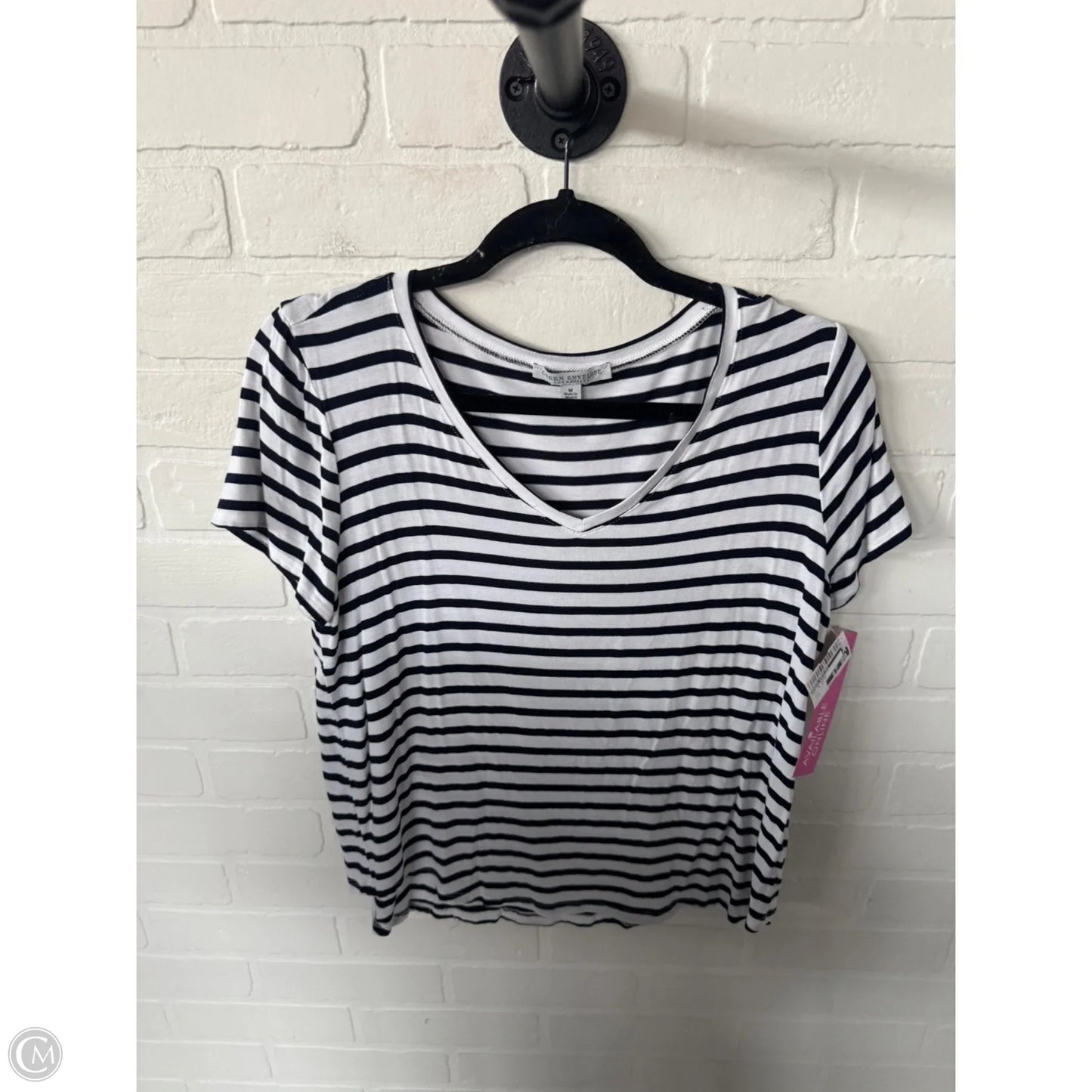 Top Short Sleeve Basic By Green Envelope In Black & White, Size: M