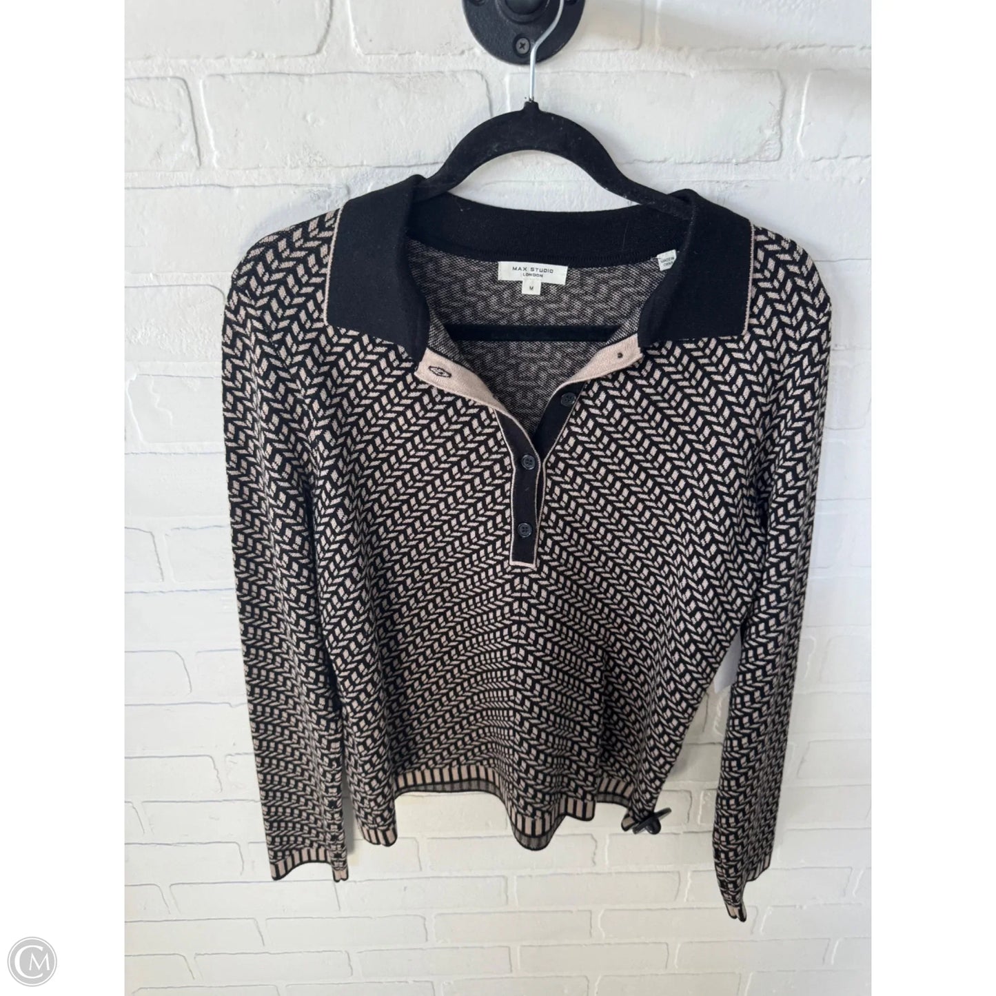 Sweater By Max Studio In Black & Tan, Size: M
