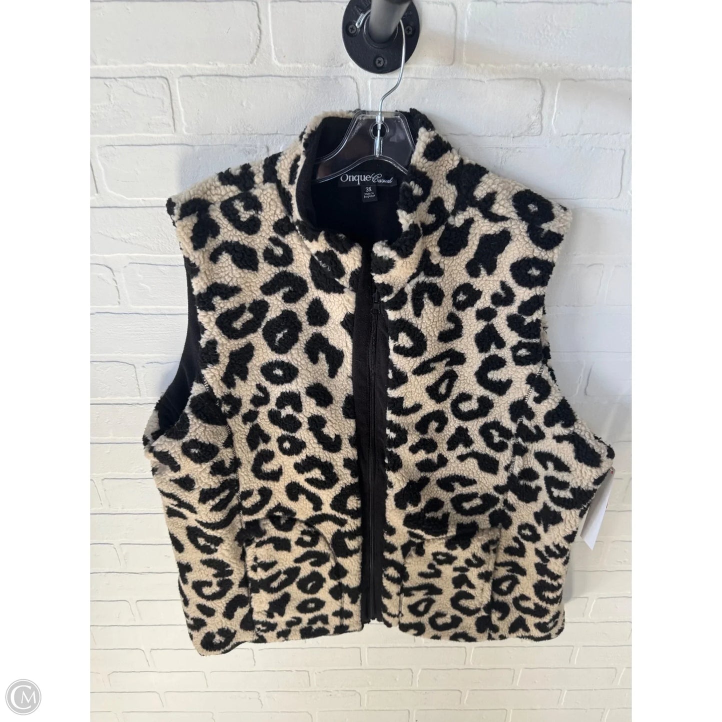 Vest Fleece By Onque In Black & Tan, Size: 3x