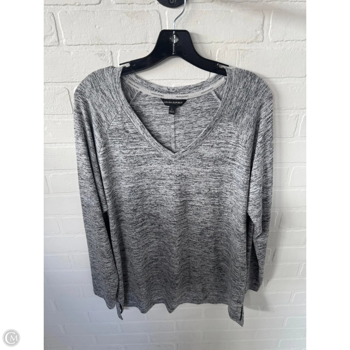 Top Long Sleeve Basic By Banana Republic In Grey, Size: L