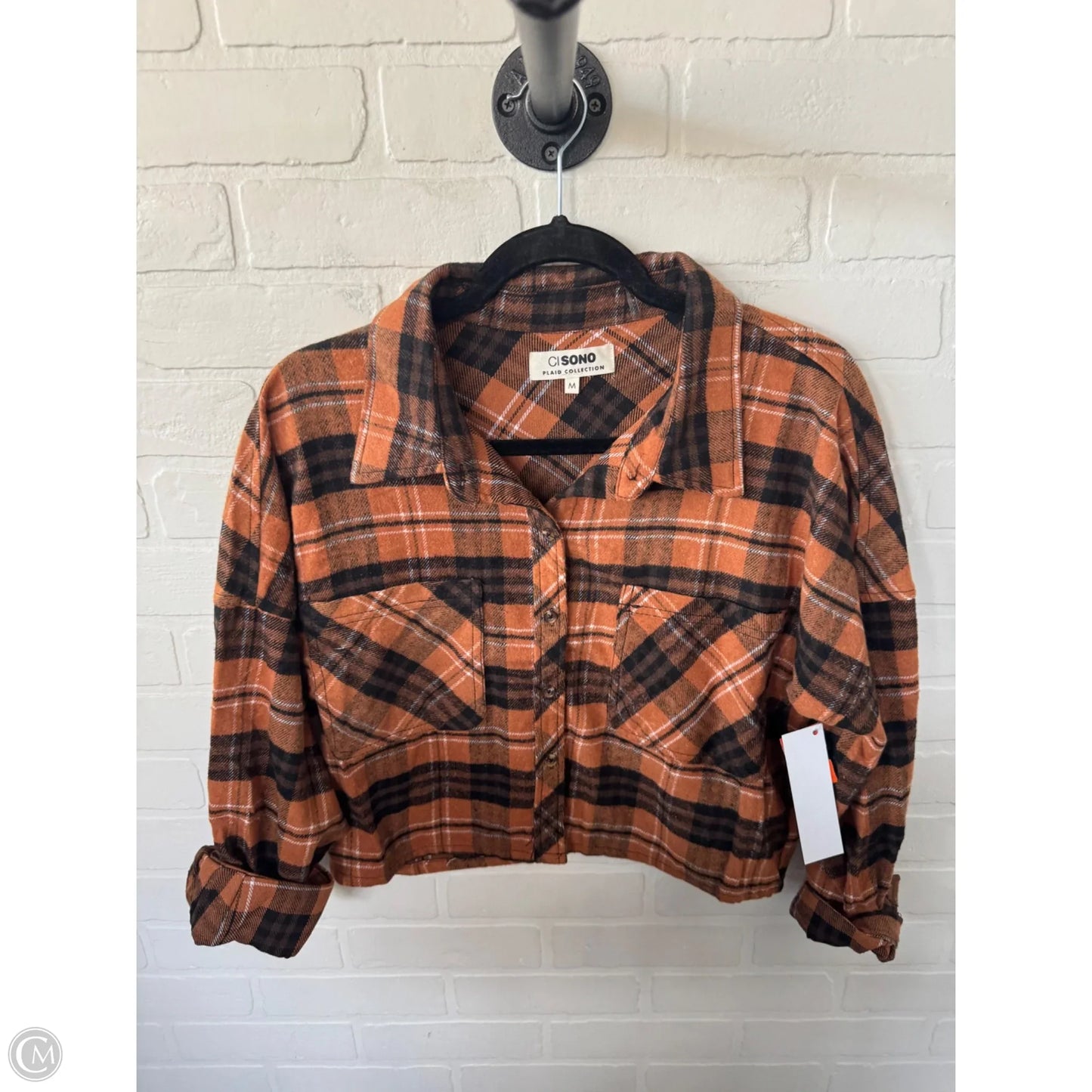 Top Long Sleeve By Ci Sono In Black & Orange, Size: M