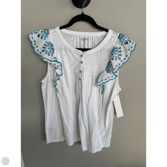 Top Sleeveless By Loft In Blue & White, Size: L