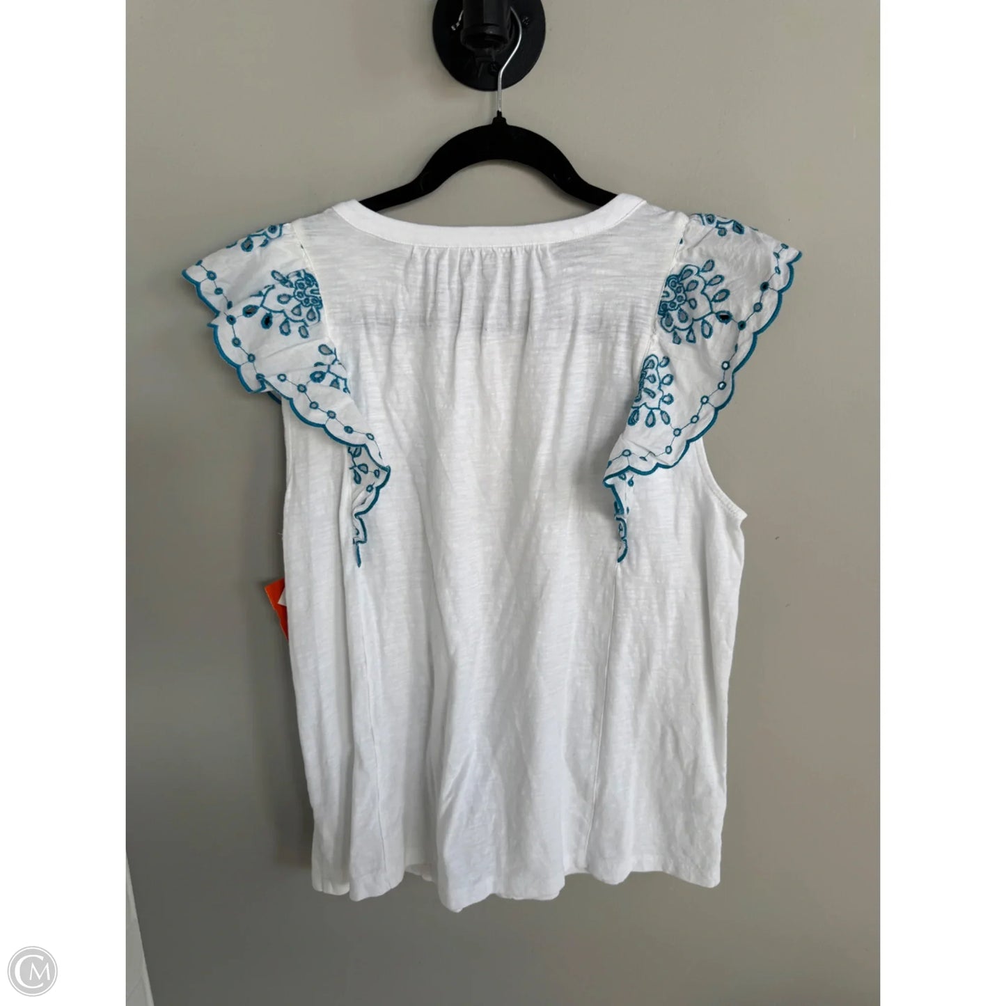 Top Sleeveless By Loft In Blue & White, Size: L