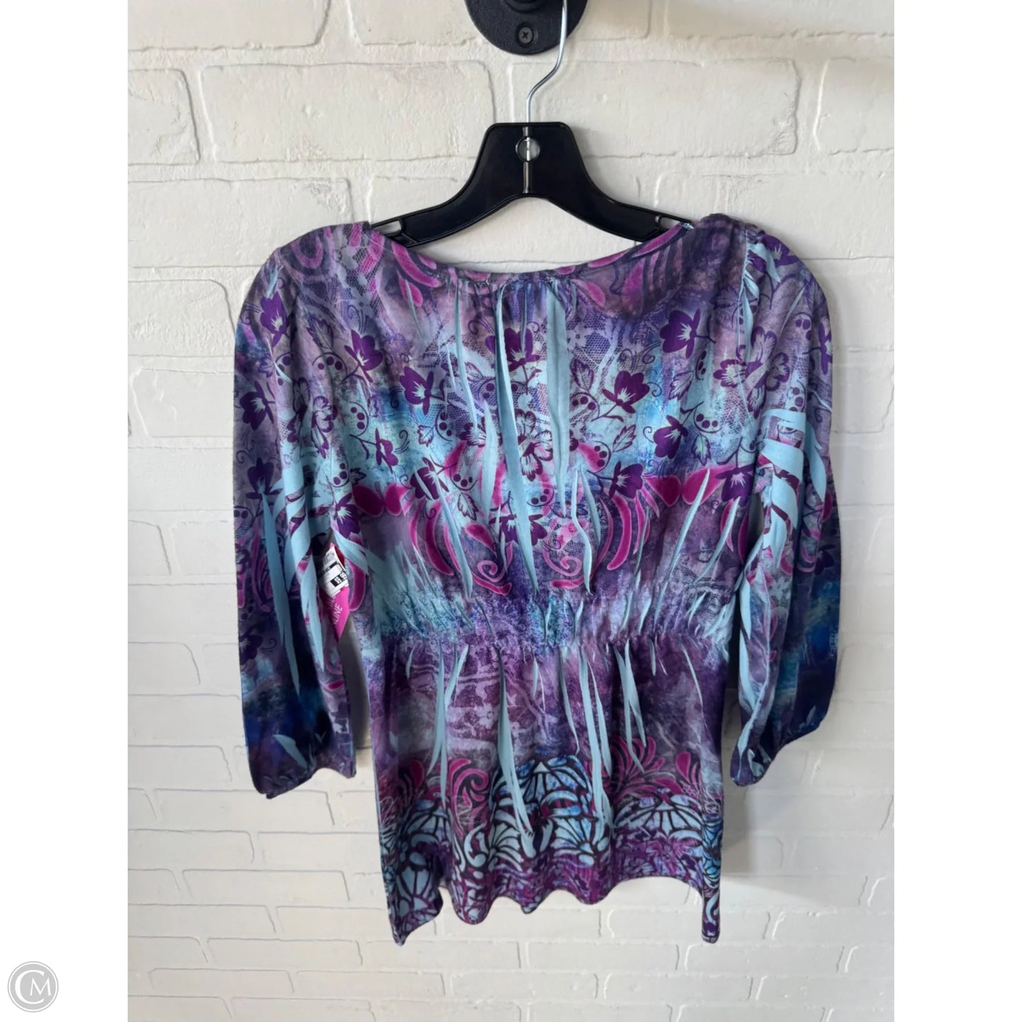Top 3/4 Sleeve By Live And Let Live In Blue & Purple, Size: S