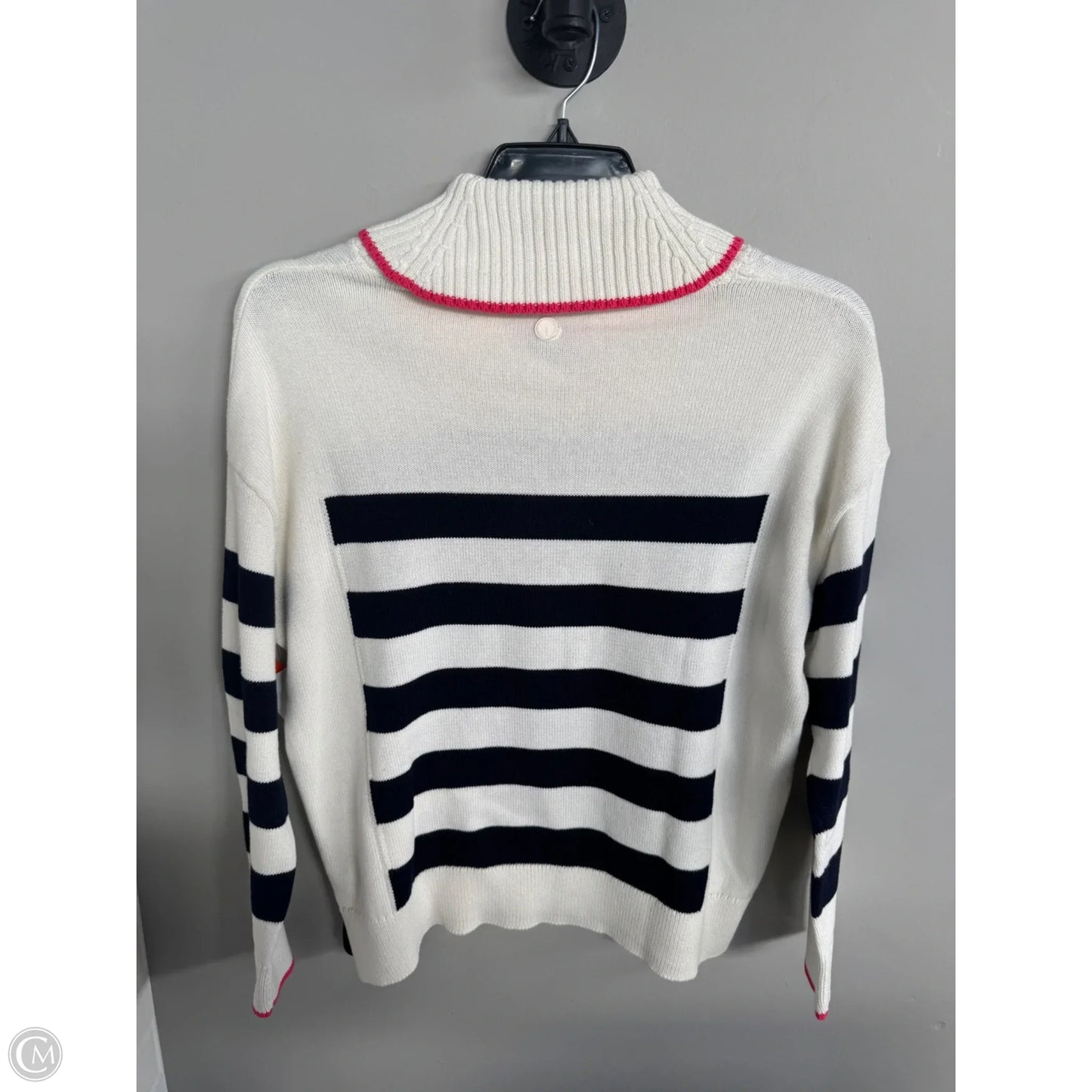 Sweater By Talbots In Blue & Cream, Size: L