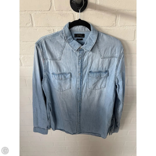 Top Long Sleeve By Zara In Blue Denim, Size: L