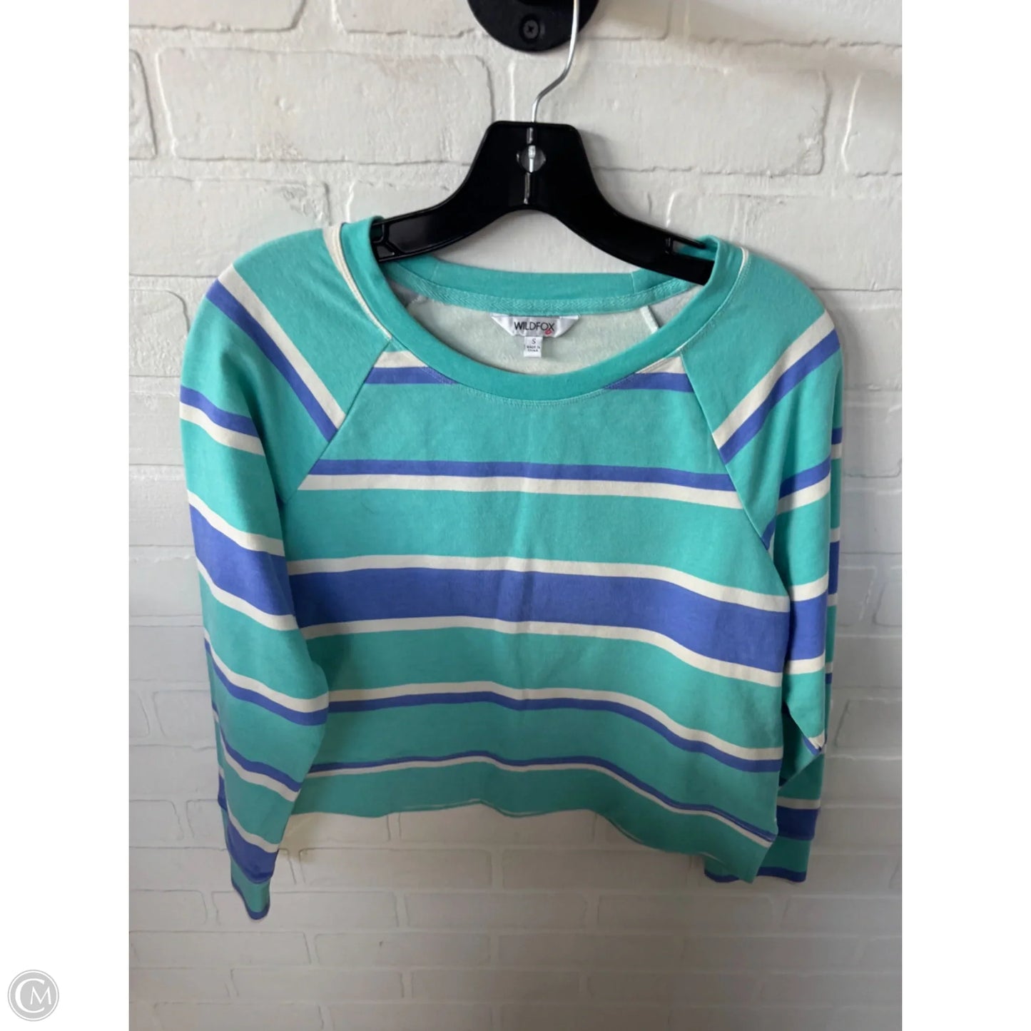 Top Long Sleeve By Wildfox In Blue & White, Size: S
