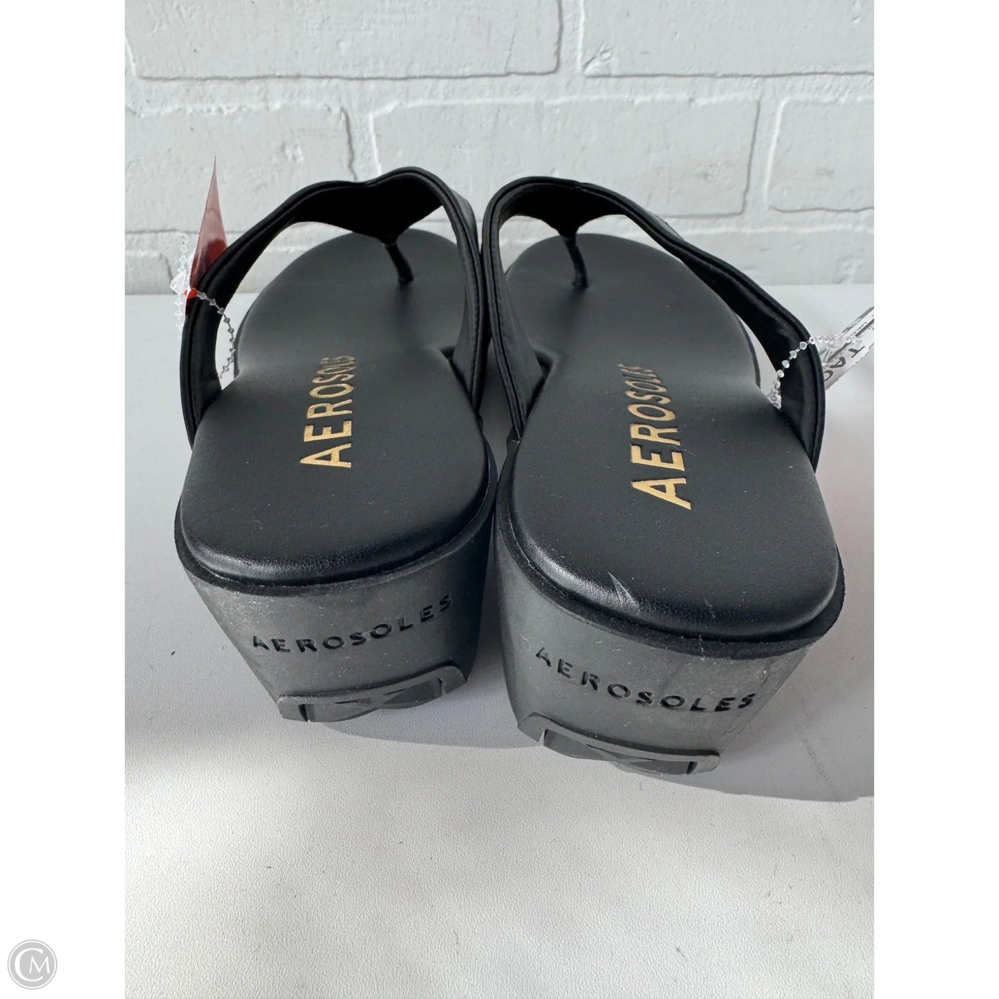 Sandals Heels Wedge By Aerosoles In Black, Size: 8