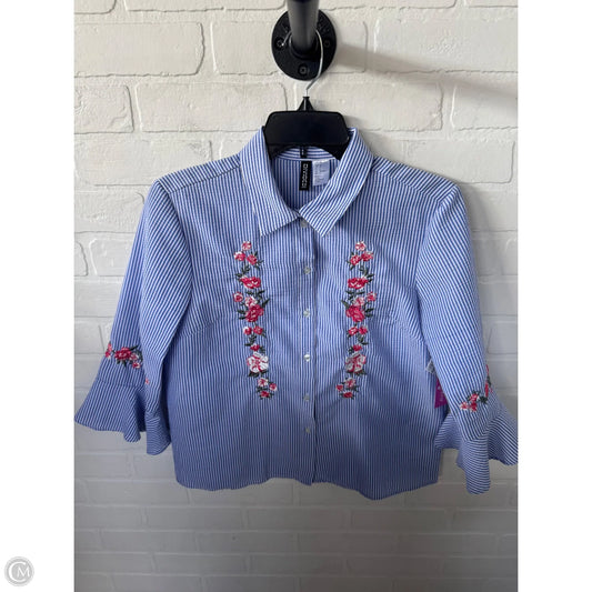 Top 3/4 Sleeve By Divided In Blue & White, Size: S