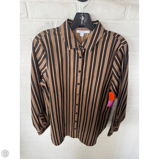 Top Long Sleeve By Chicos In Black & Tan, Size: 8