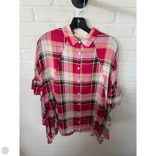 Top 3/4 Sleeve By Vine & Love In Pink & Red, Size: M