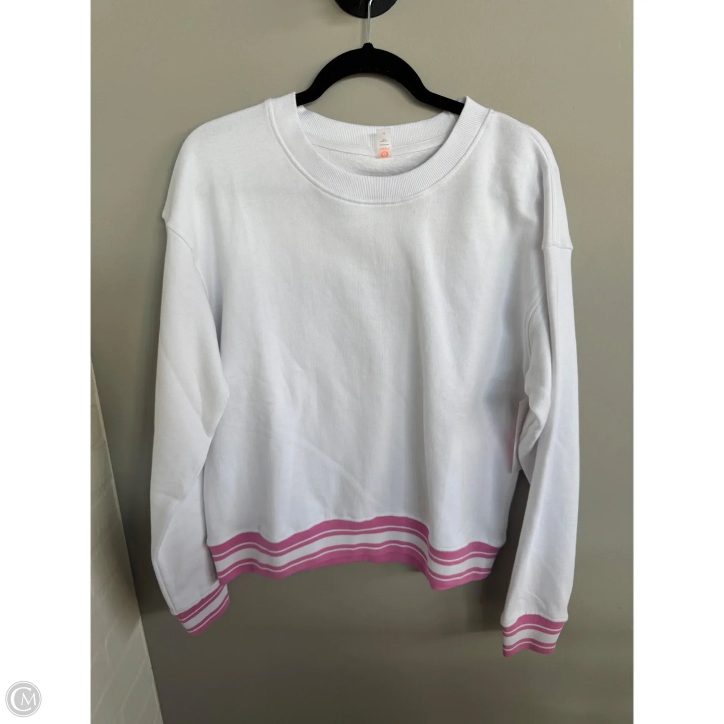 Sweatshirt Crewneck By Mono B In Pink & White, Size: M