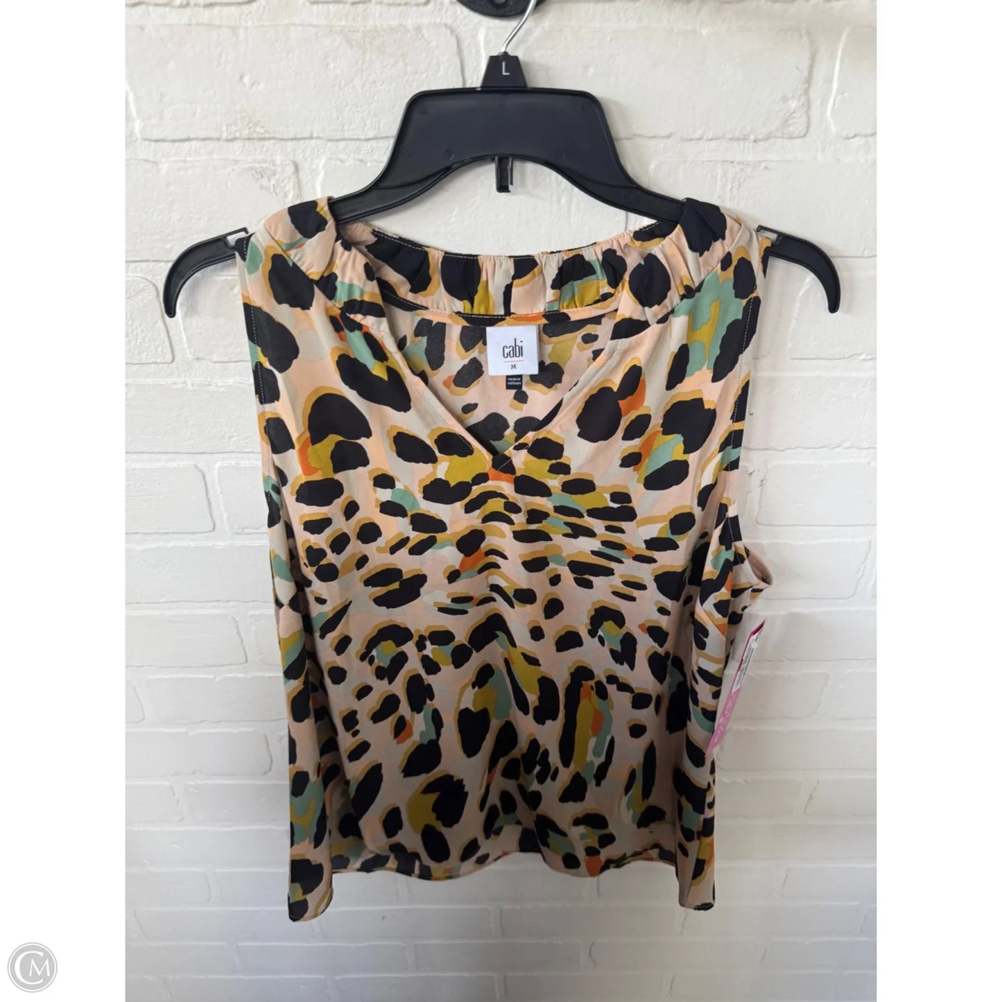 Top Sleeveless By Cabi In Black & Yellow, Size: M