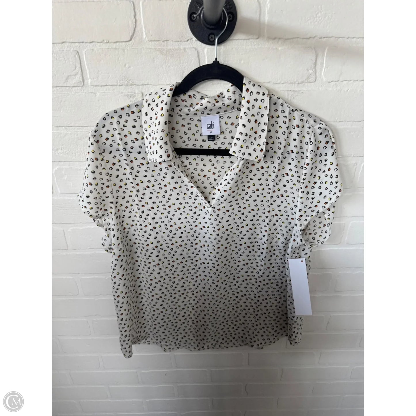 Top Short Sleeve By Cabi In Black & White, Size: M