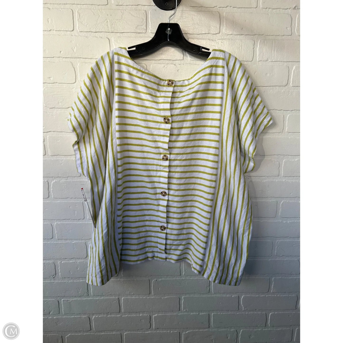 Top Short Sleeve By J. Jill In Green & White, Size: 2x