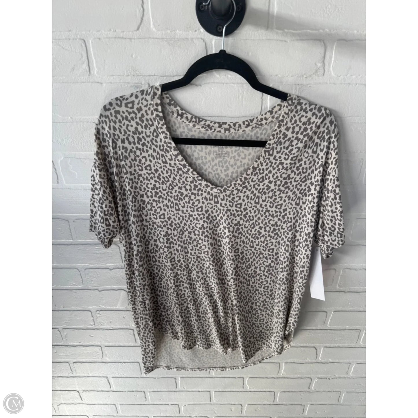 Top Short Sleeve Basic By American Eagle In Cream & Grey, Size: S