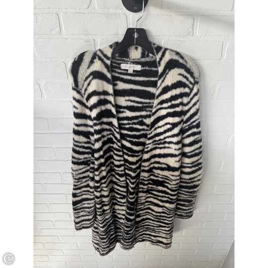Sweater Cardigan By Loft In Black & Cream, Size: Xl
