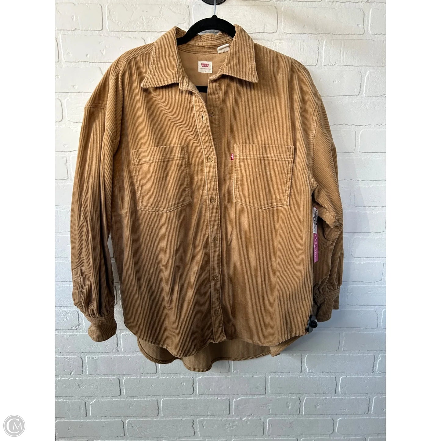 Jacket Shirt By Levis In Tan, Size: L