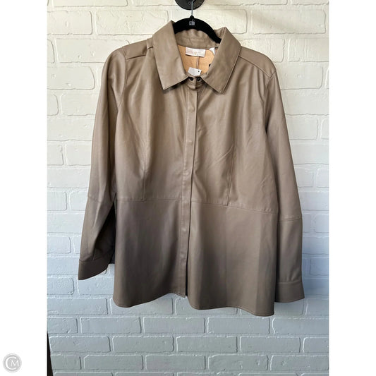 Jacket Shirt By Belle By Kim Gravel In Tan, Size: L