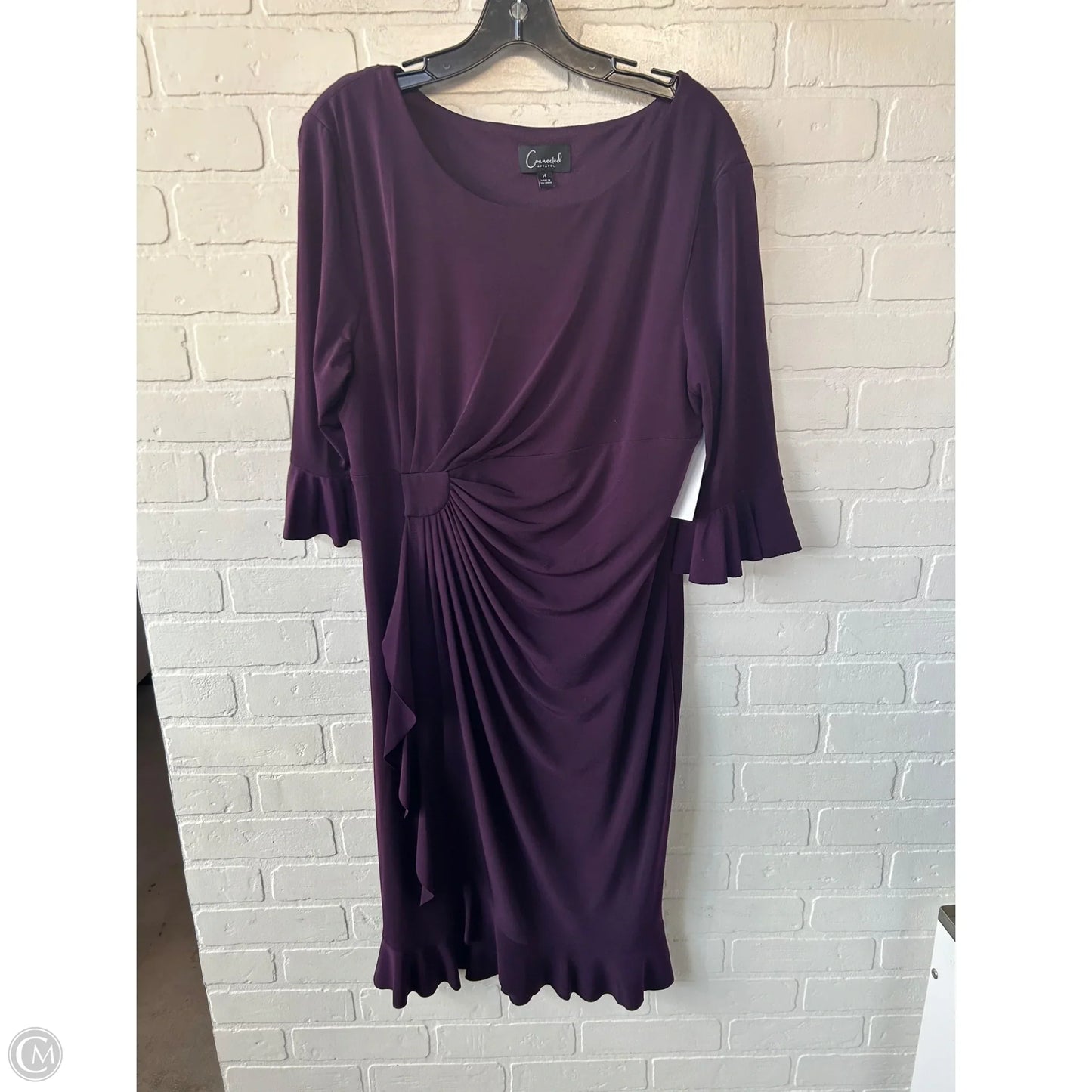 Dress Party Midi By Connected Apparel In Purple, Size: Xl